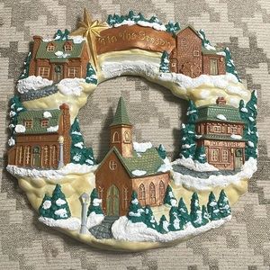 Vintage, handmade, hand painted ceramic wreath. 15”x15”